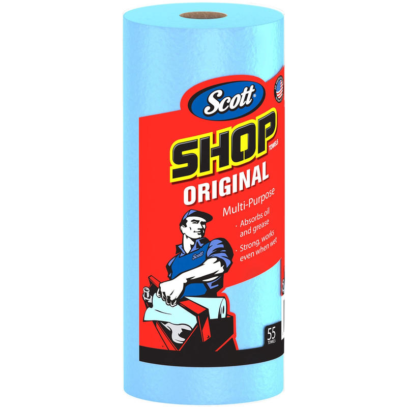 Scott Original Shop Towels - Fresh - 9.40in x 11in - 55 Sheets/Roll - Blue - 1 / Roll (Min Order Qty 11) MPN:75147
