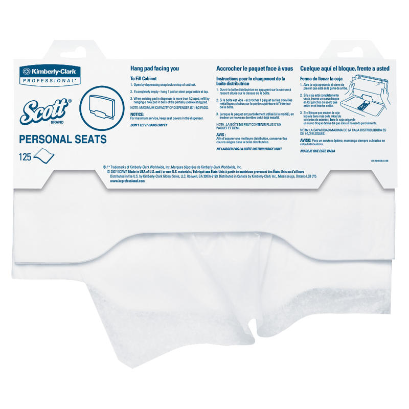 Scott Personal Toilet Seat Covers, 15in x 18in, White, Pack Of 125 (Min Order Qty 7) MPN:07410PK