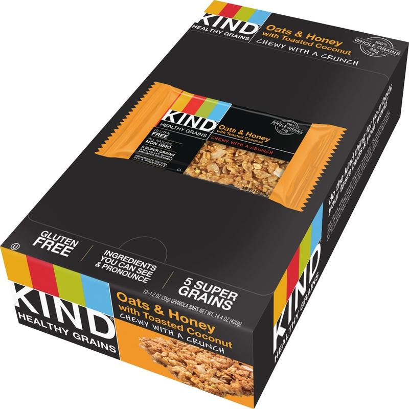 KIND Oats & Honey With Toasted Coconut Grains Bars, 1.20 Oz, Box Of 12 (Min Order Qty 5) MPN:18080