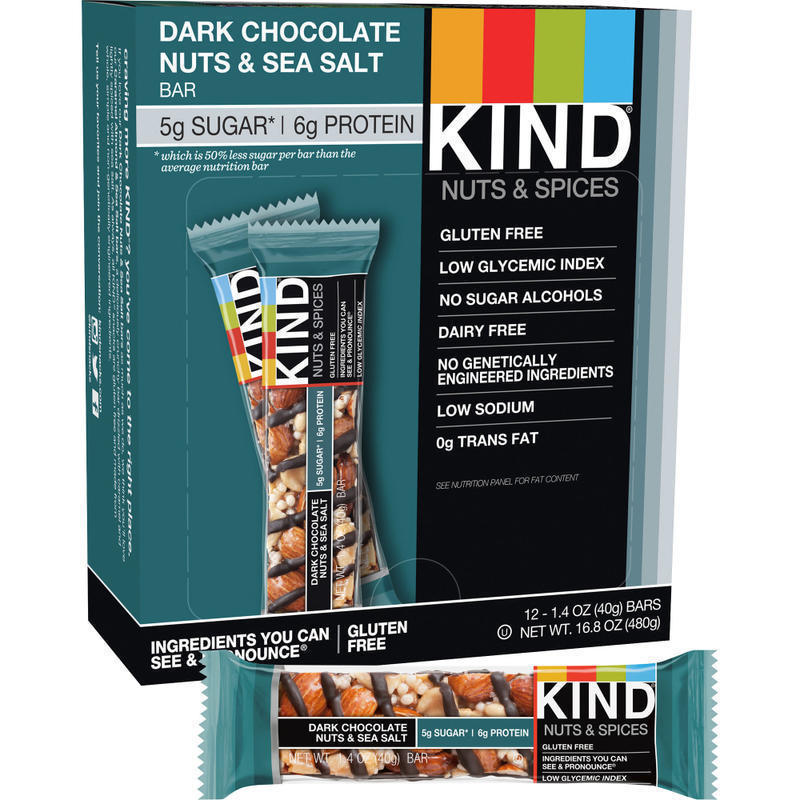 KIND Dark Chocolate, Nuts & Sea Salt Bars, 1.41 Oz, Box Of 12 (Min Order Qty 3) MPN:PHW17851