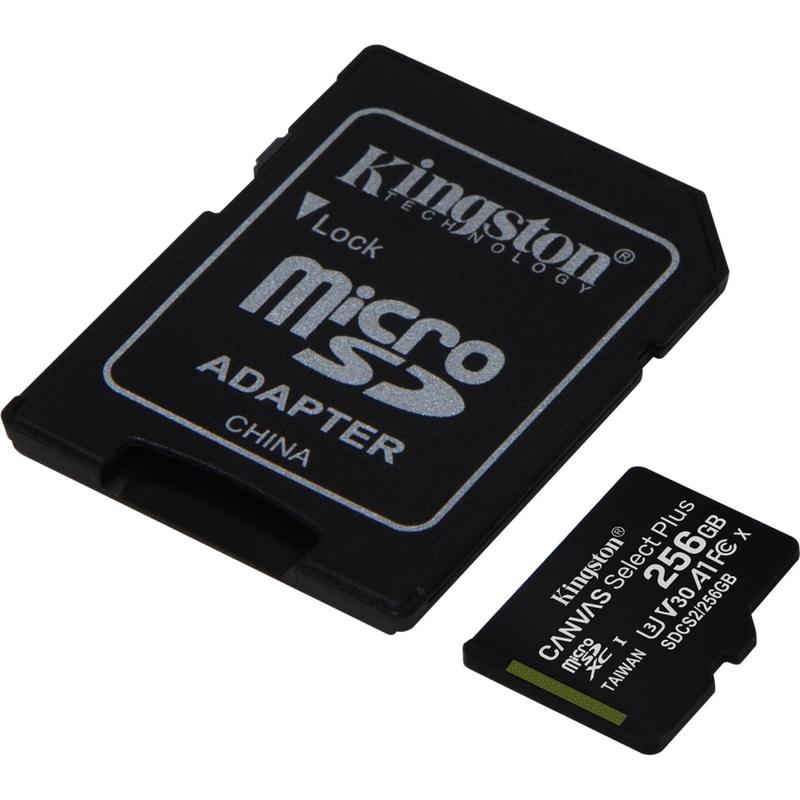 Kingston Canvas Select Plus SDCS2 256 GB Class 10/UHS-I (U3) microSDXC - 1 Pack - 100 MB/s Read - 85 MB/s Write - Lifetime Warranty MPN:SDCS2/256GB