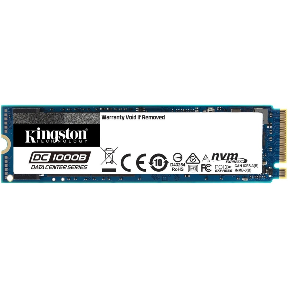 Kingston DC1000B 480 GB Solid State Drive - M.2 2280 Internal - PCI Express NVMe (PCI Express NVMe 3.0 x4) - Server Device Supported - 0.5 DWPD - 475 TB TBW - 3200 MB/s Maximum Read Transfer Rate - 256-bit Encryption Standard - 5 Year Warranty MPN:SEDC100