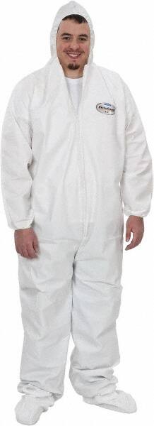 Disposable Coveralls: Size 4X-Large, 1.9 oz, Microporous Film, Zipper Closure MPN:44337