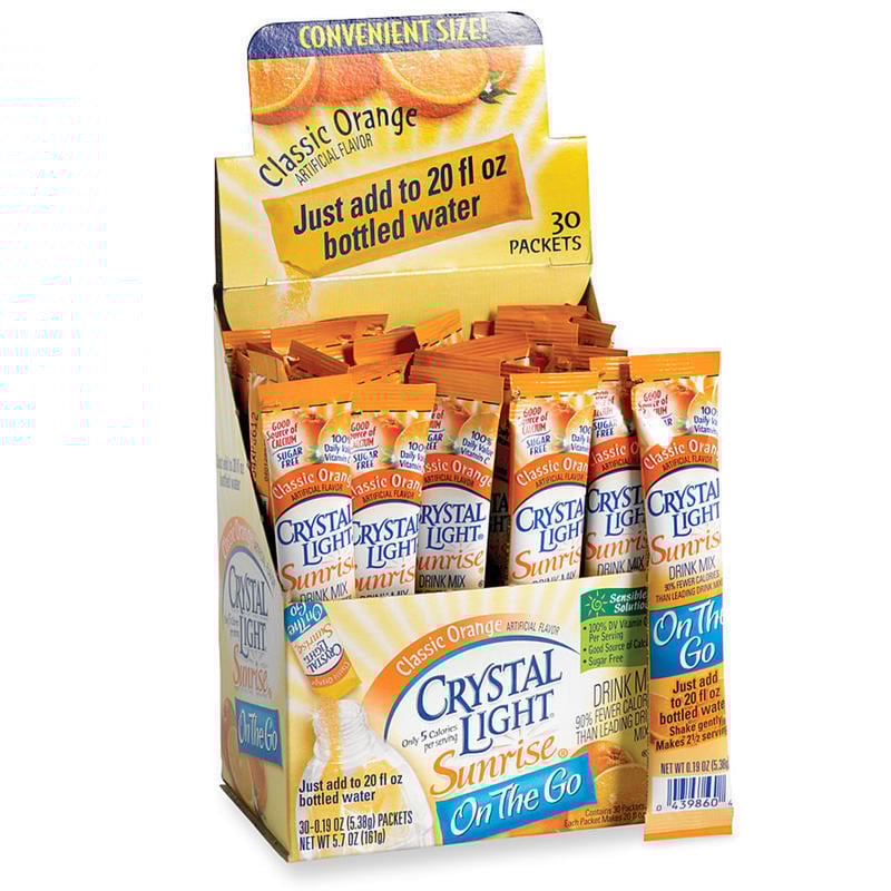 Crystal Light On-The-Go Mix Sticks, Classic Orange, 0.16 Oz, Box Of 30 (Min Order Qty 3) MPN:504