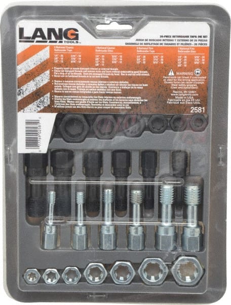 Tap & Die Set: 1/4-20 to 9/16-32 Taps, 1/4-20 to 5/8-18 Dies, UNC & UNF MPN:2581M