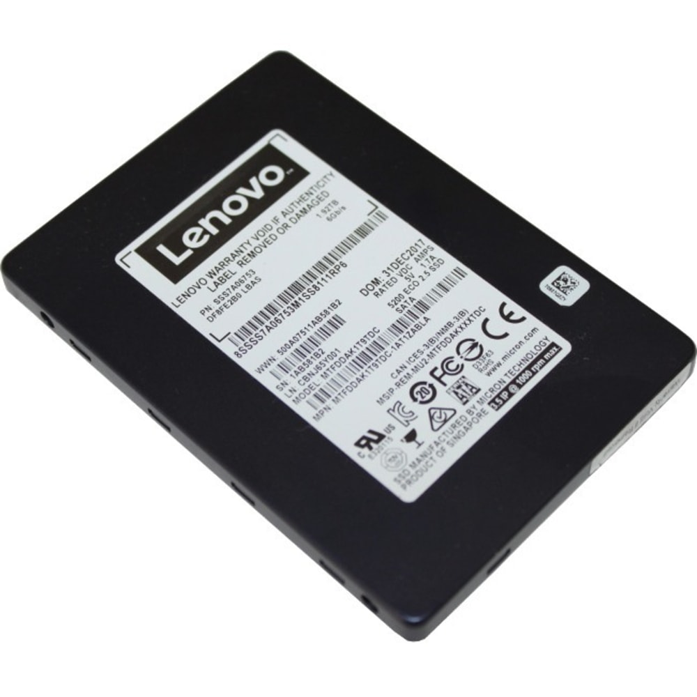 Lenovo 5200 480 GB Solid State Drive - 2.5in Internal - SATA (SATA/600) - Server Device Supported - 540 MB/s Maximum Read Transfer Rate - Hot Swappable - 256-bit Encryption Standard - 1 Year Warranty MPN:4XB7A10153