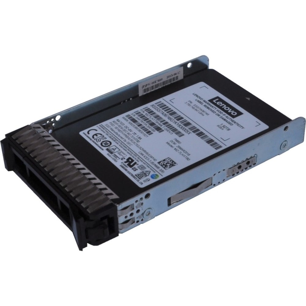 Lenovo PM883 960 GB Solid State Drive - 2.5in Internal - SATA (SATA/600) - 3.5in Carrier - Read Intensive - Server Device Supported - 0.8 DWPD - 1366 TB TBW - 550 MB/s Maximum Read Transfer Rate - Hot Swappable - 1 Pack MPN:4XB7A17178