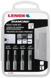 General Purpose Hole Saw Kit: 4 Pc, 3/16 to 3/8