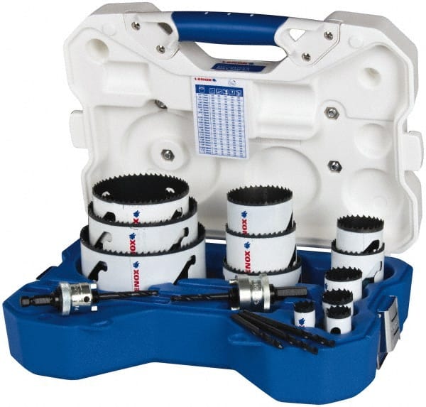 Electrician's Hole Saw Kit: 17 Pc, 3/4 to 4-3/4