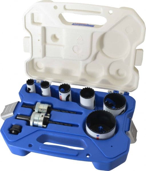 Plumber's's Hole Saw Kit: 9 Pc, 3/4 to 2-1/2