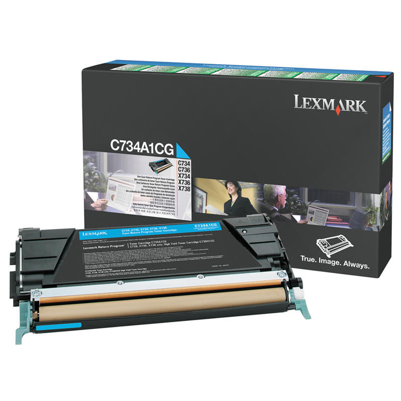 Lexmark C734A1CG Cyan Return Toner Cartridge MPN:C734A1CG