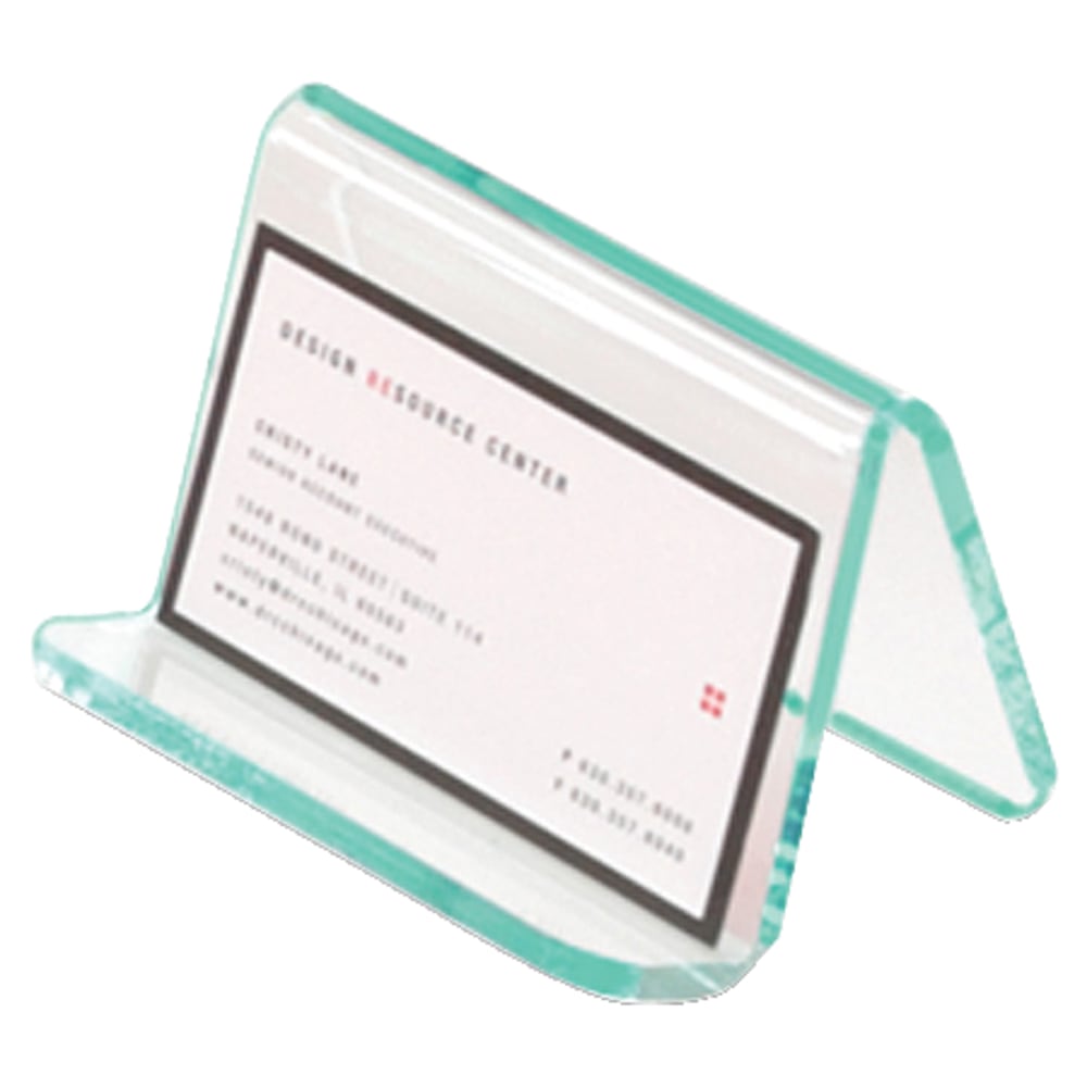 Lorell Acrylic Business Card Holder, 2inW x 3inD x 4inH, Clear/Green Edge (Min Order Qty 9) MPN:80657