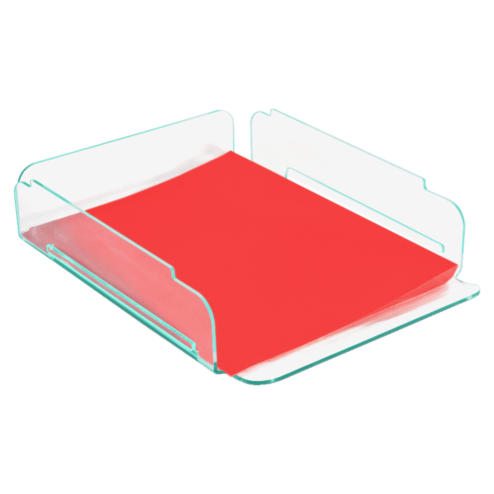 Lorell Acrylic Single Stacking Letter Tray, For * 1/2in x 11in Use, Clear/Green Edge (Min Order Qty 3) MPN:80654