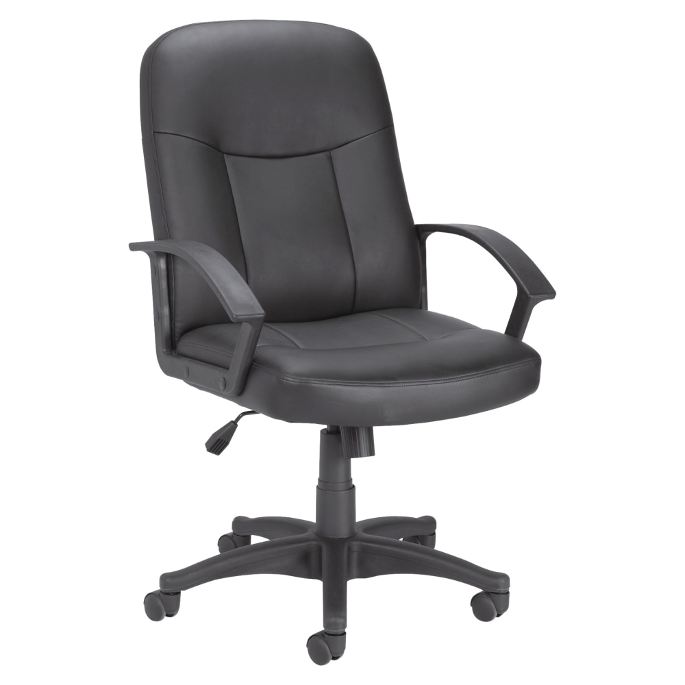 Lorell Manager Ergonomic Bonded Leather Mid-Back Chair, Black MPN:84869
