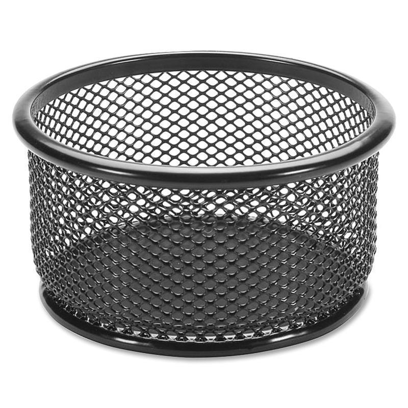 Lorell Mesh Round Paper Clip Holder, Black (Min Order Qty 11) MPN:84150