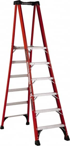 1-Step Fiberglass Ladder Platform: 375 lb Capacity, 14-1/2