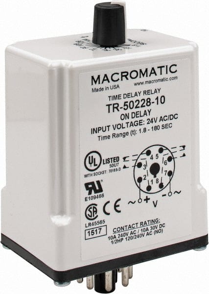 8 Pin, Multiple Range DPDT Time Delay Relay MPN:TR-50228-10