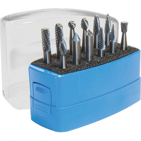 9 Pc Double Cut Burr Set with Cylinder, Ball, Cylinder w/Rad End, Inverted Cone, Oval, Pointed Cone, Pointed Tree, Tree w/Rad End MPN:SETM110MMPDC