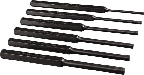 Roll Pin Punch Set: 6 Pc, 3 to 8 mm MPN:62080
