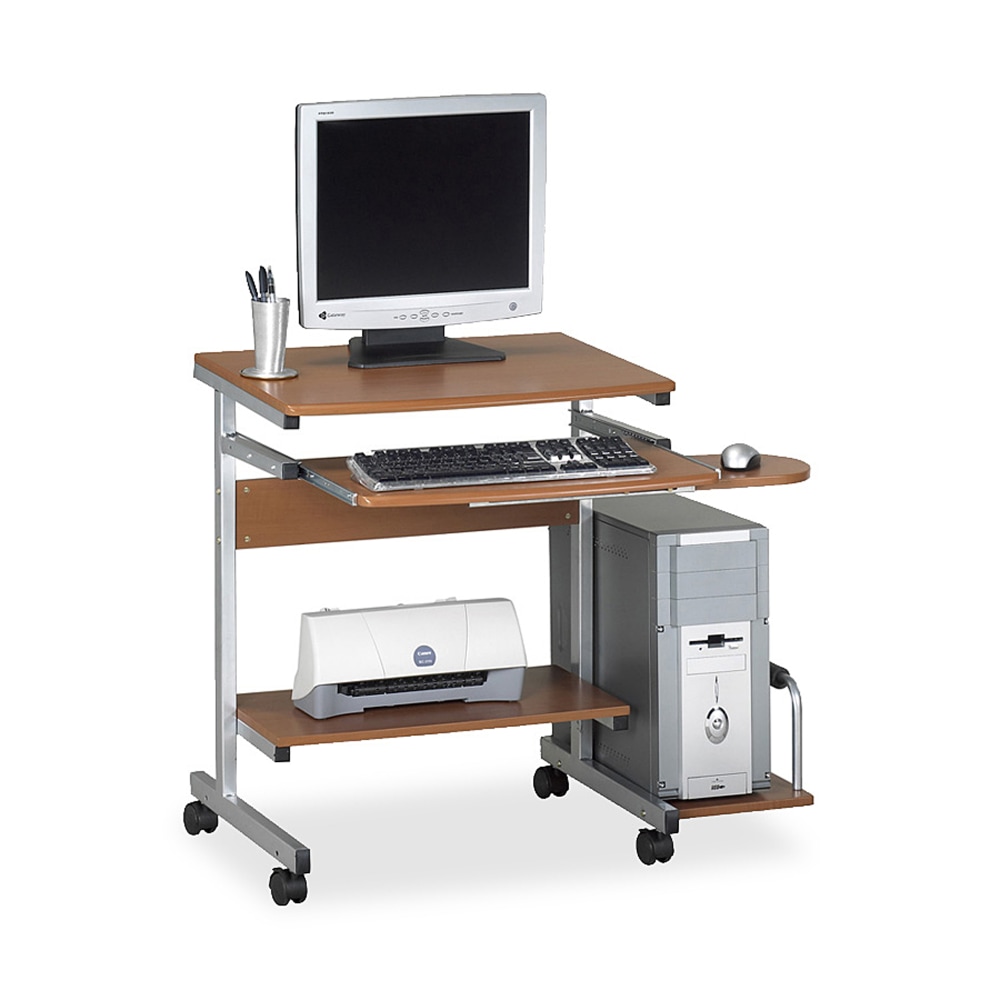 Eastwinds Portrait PC Cart Desk Workstation 31inH x 36-1/2inW x 19-1/4inD, Medium Cherry/Metallic Gray MPN:946MEC