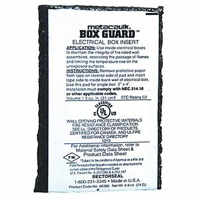Fire Barrier Pad 1-13/16 L 1/4 W MPN:66366