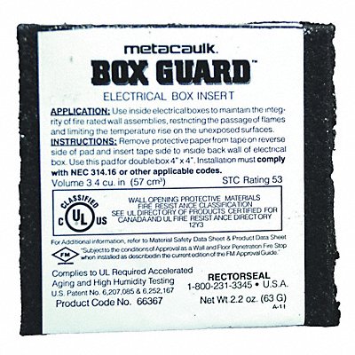 Fire Barrier Pad 3-11/16 L 1/4 W MPN:66367