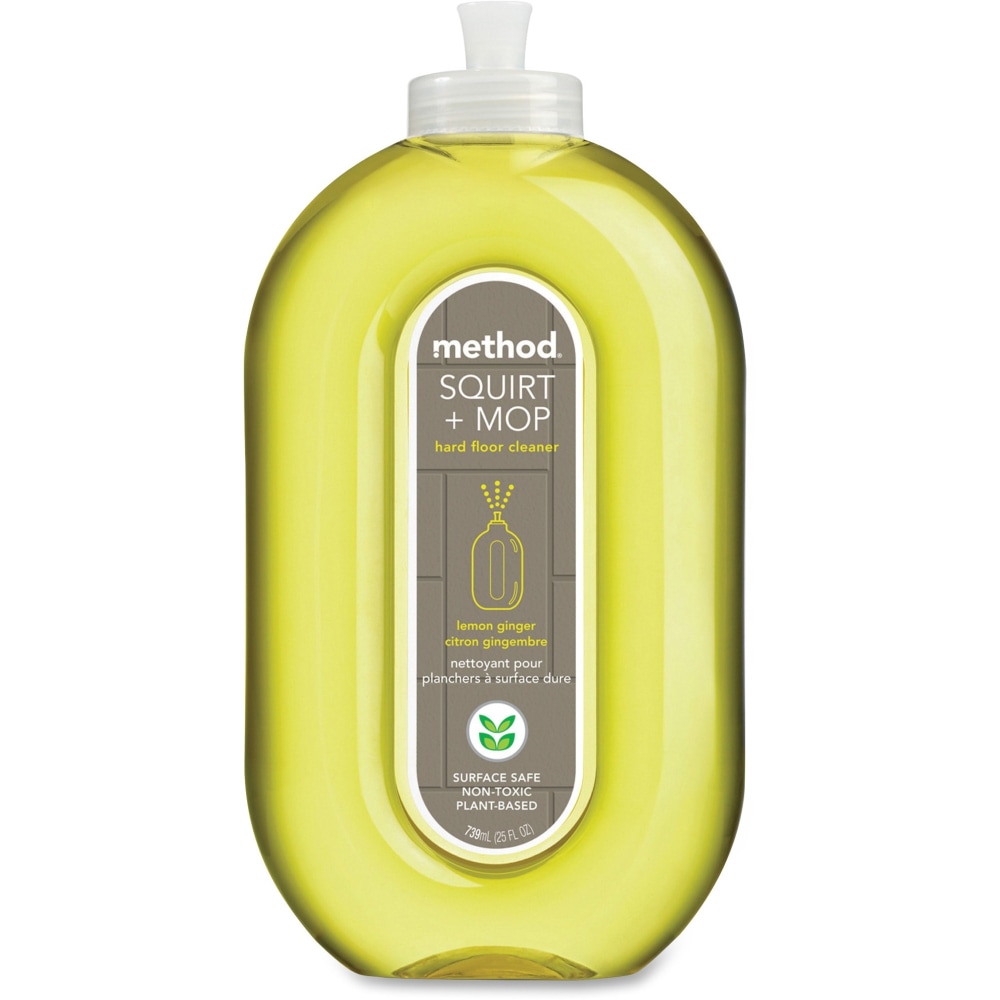 Method Squirt + Mop Hard Floor Cleaner - Ready-To-Use - 25 fl oz (0.8 quart) - Lemon Ginger Scent - 6 / Carton - Non-toxic, Deodorize, Triclosan-free, No-wax - Lemon MPN:00563CT