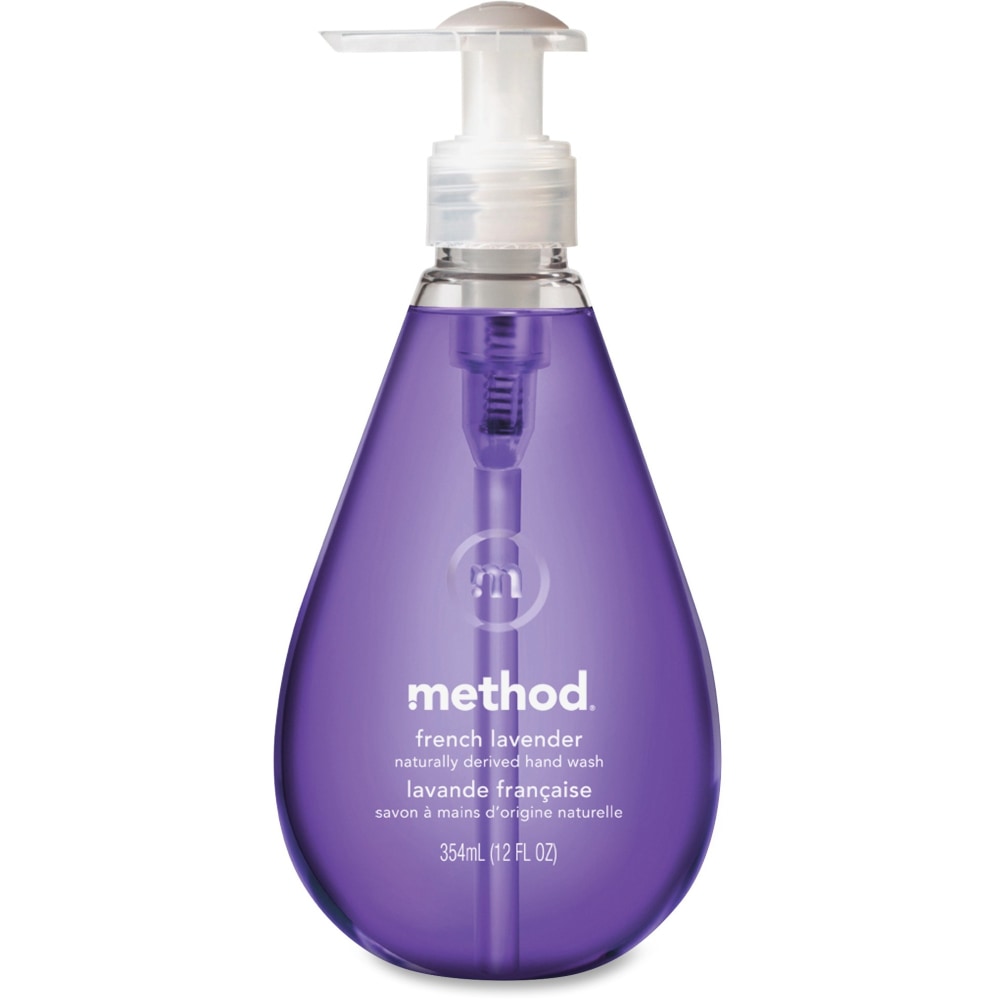 Method French Lavender Gel Hand Wash - French Lavender Scent - 12 fl oz (354.9 mL) - Pump Bottle Dispenser - Bacteria Remover - Hand - Lavender - Non-toxic, Triclosan-free, pH Balanced, Anti-irritant - 6 / Carton (Min Order Qty 3) MPN:MTH00031CT