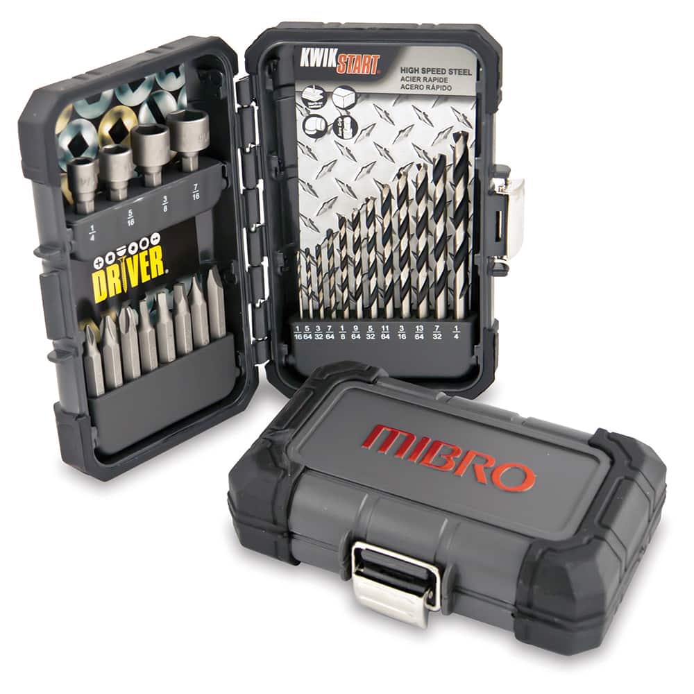 Drill Bit Set: Twist Drill Bits, 24 Pc, 0.0625