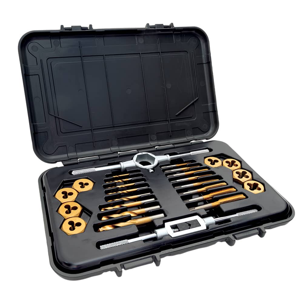 Tap, Die & Drill Sets, Minimum Tap & Die Thread Size (mm): 0.5 , Maximum Tap & Die Thread Size (mm): 1.5 , Minimum Drill Size (Decimal Inch): 0.0980  MPN:301370BLUE