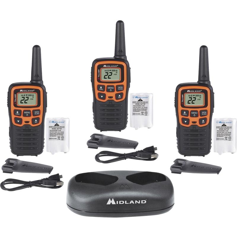 Midland X-TALKER T51X3VP3 Walkie Talkie Three Pack - 22 Radio Channels - 22 FRS - Upto 147840 ft - 38 Total Privacy Codes - Hands-free - Black, Orange - 3 Each MPN:T51X3VP3