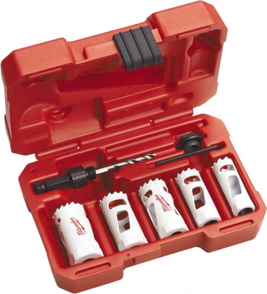 Automotive Hole Saw Kit: 7 Pc, 3/4 to 1-1/4