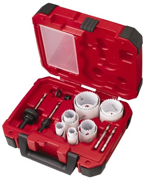 General Purpose Hole Saw Kit: 15 Pc, 3/4 to 2-1/2