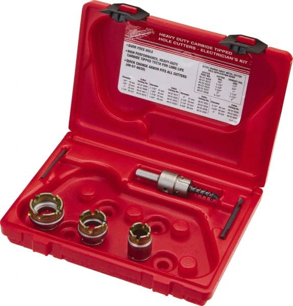Electrician's Hole Saw Kit: 5 Pc, 7/8 to 1-3/8