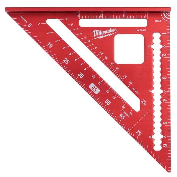 Rafter Squares, Type: Rafter Square , Blade Length (Inch): 7 , Base Length (Inch): 7 , Graduation (mm): 0 to 900, 0.1250 in , Graduation (Inch): 0 to 900 MPN:MLSQ070