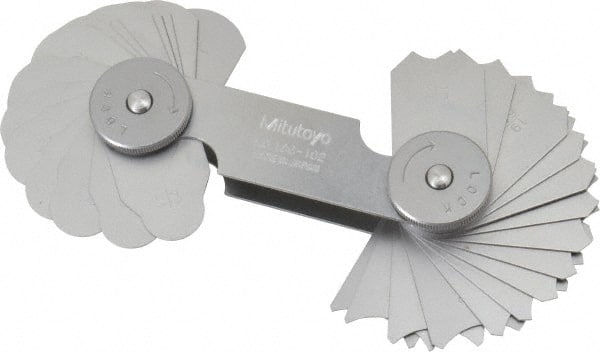 Radius Gage Set: Stainless Steel, 17/64 to 1/2