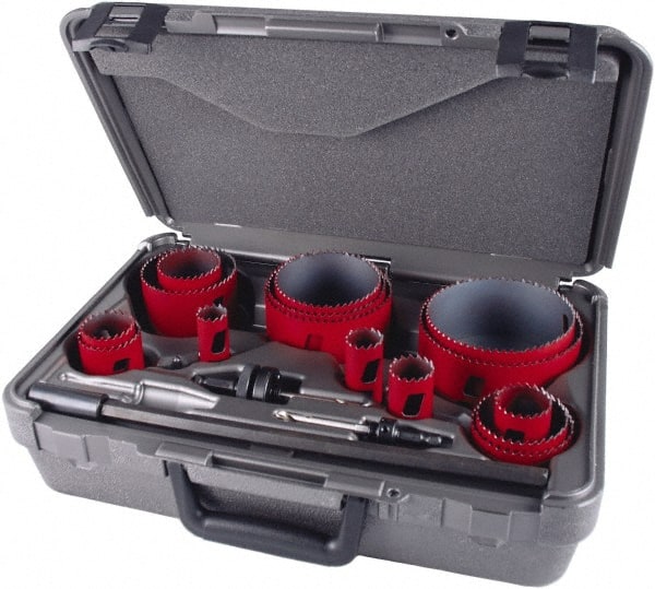 Industrial Hole Saw Kit: 19 Pc, 3/4 to 4-1/2