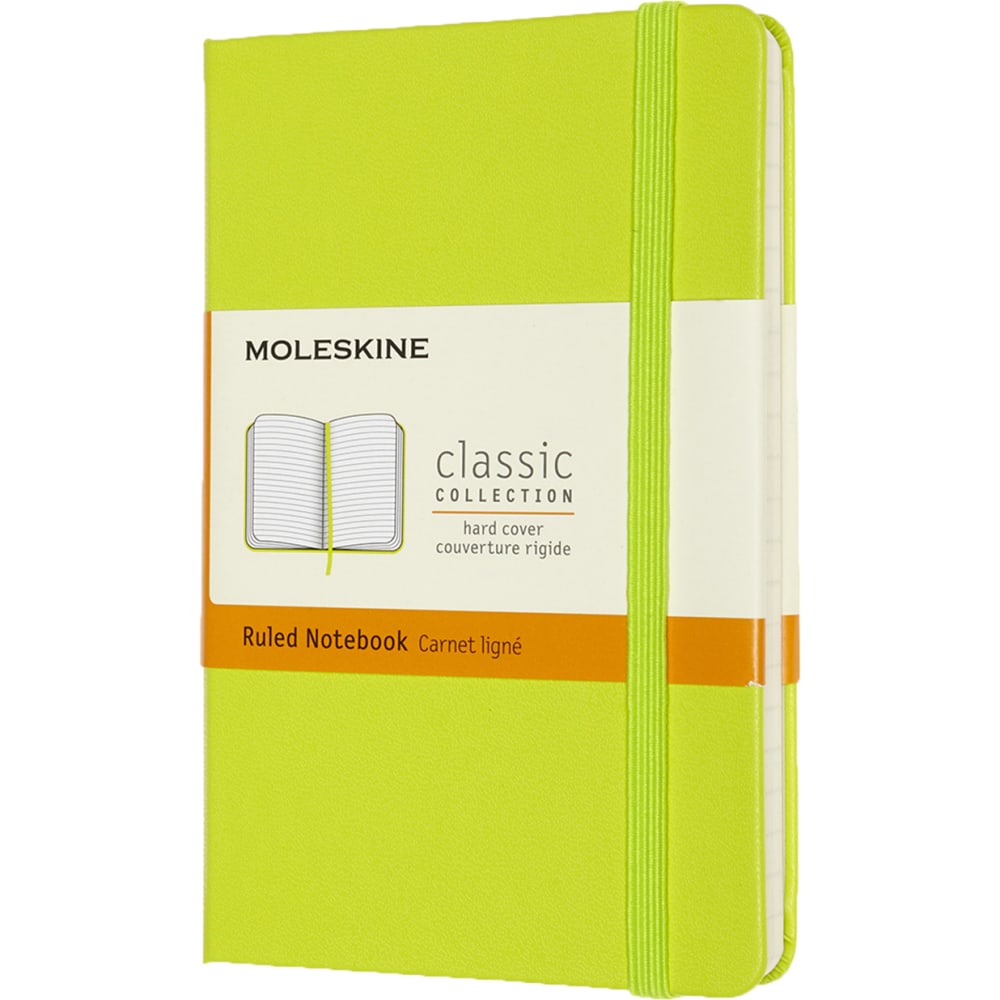 Moleskine Classic Hard Cover Notebook, Pocket, 3.5in x 5.5in, Ruled, 192 Pages, Lemon Green (Min Order Qty 5) MPN:850857