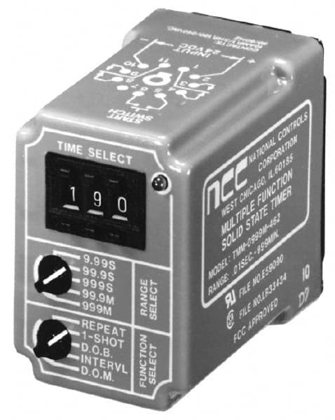 Time Delay Relays, Timer Function: Delay On Break, Delay On Make, Interval, Repeat Cycle, Single Shot , Maximum Delay (Hours): 16  MPN:TMM-0999M-461