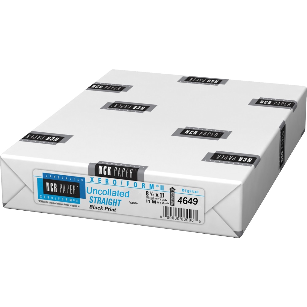 NCR Paper Xero/Form II Printer Carbonless Copy Paper, 1 Ream, White, Letter (8.5in x 11in), 500 Sheets Per Ream, 92 Brightness MPN:4649