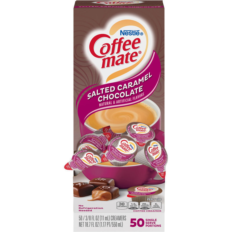 Nestle Coffee-mate Liquid Creamer, Salted Caramel Chocolate Flavor, 0.38 Oz Single Serve x 50 (Min Order Qty 6) MPN:NES77197