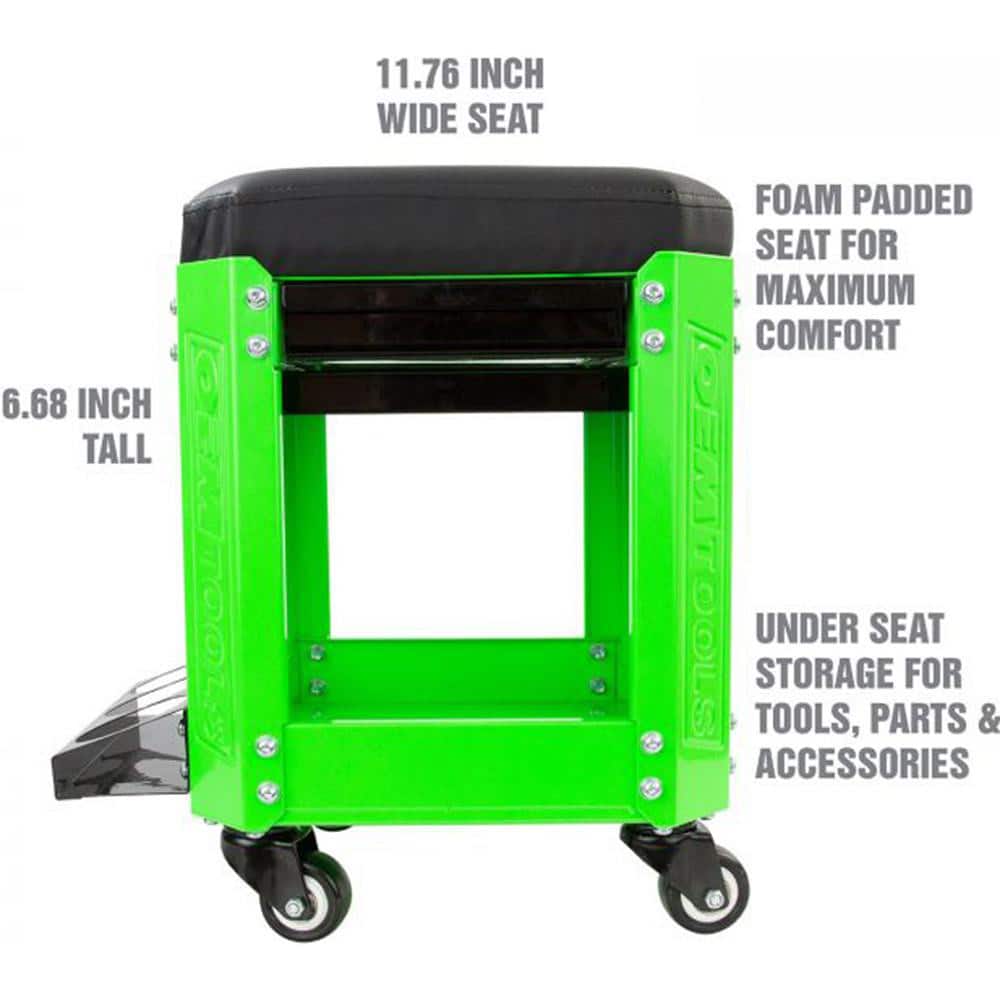 Creepers & Seats, Load Capacity: 280 , Material: Vinyl Foam, Steel , Color: Green , Overall Length: 11.76 , Overall Height: 16.68in  MPN:24993