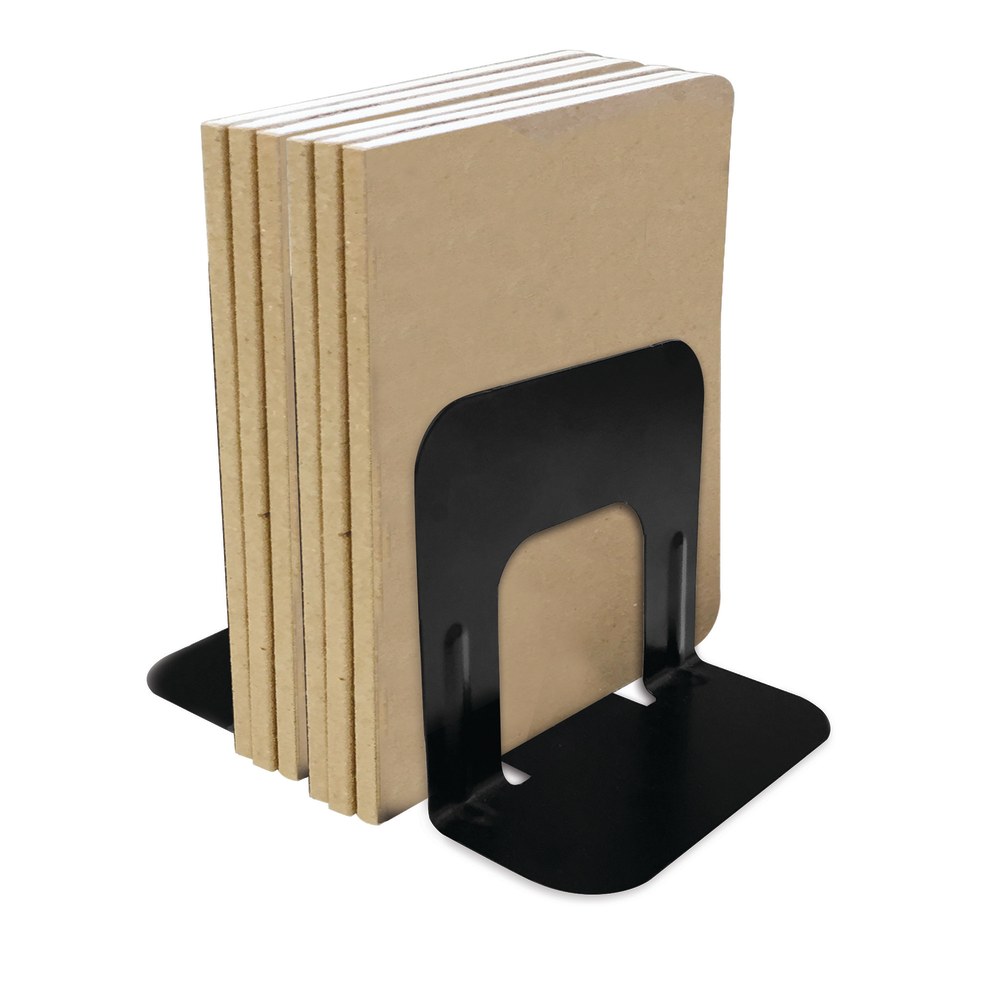 Office Depot Brand Nonskid Steel Bookends, 5in, Black, Set Of 2 (Min Order Qty 28) MPN:OD10180