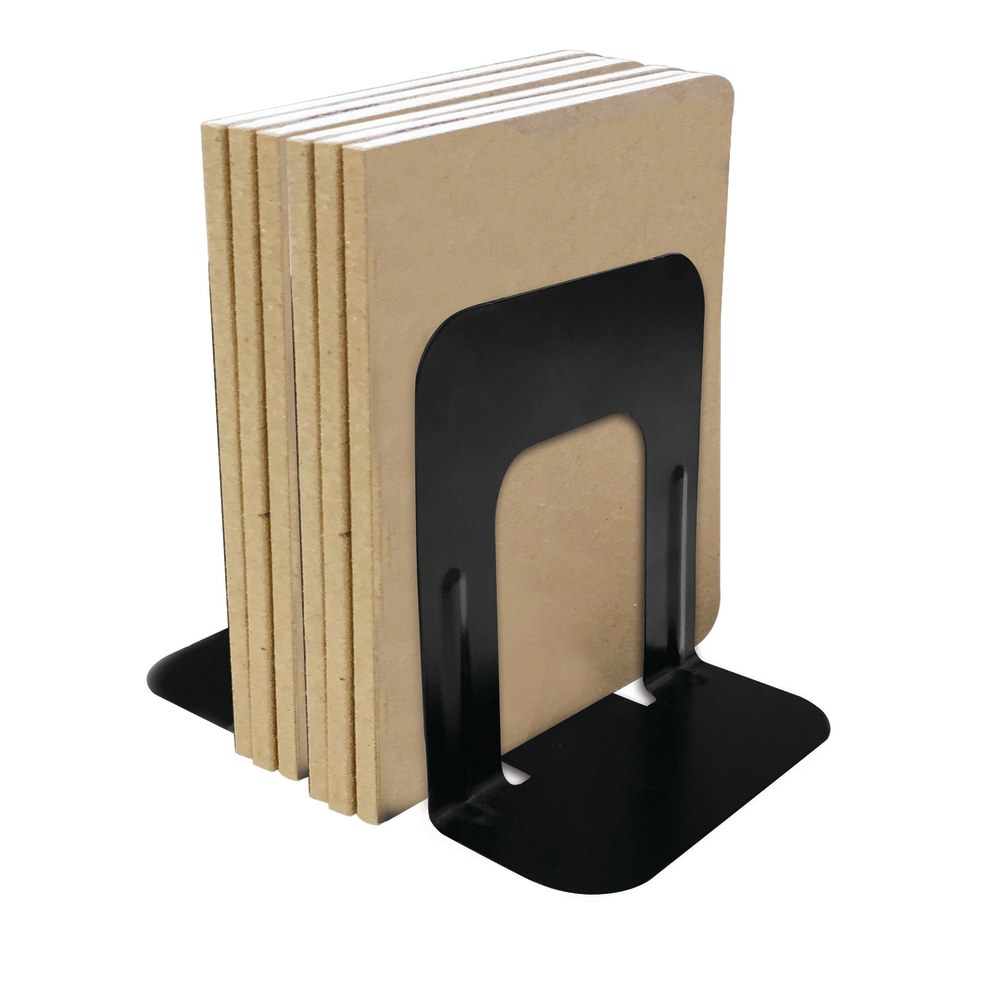 Office Depot Brand Nonskid Steel Bookends, 7in, Black, Set Of 2 (Min Order Qty 22) MPN:OD10181