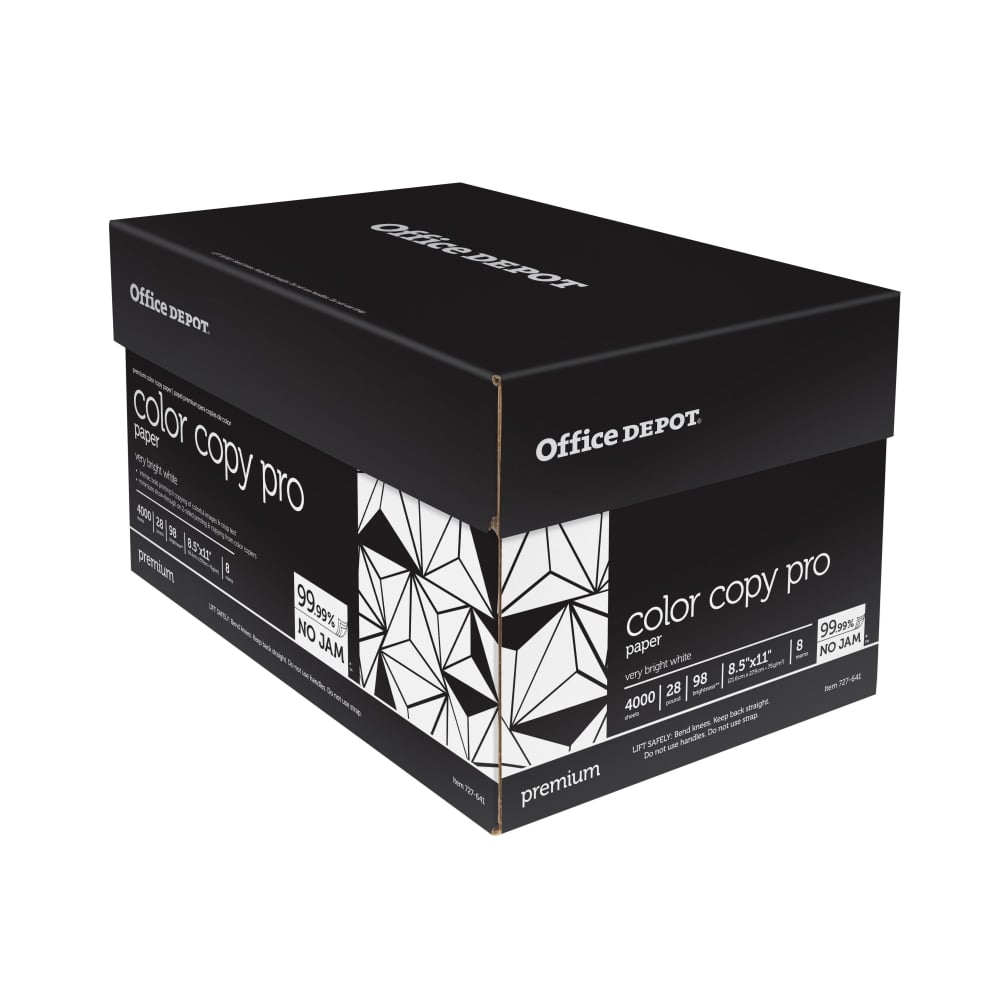 Office Depot Color Copy Paper, 8 Reams, White, Letter (8.5in x 11in), 4000 Sheets Per Case, 28 Lb, 98 Brightness MPN:OD44125-CTN