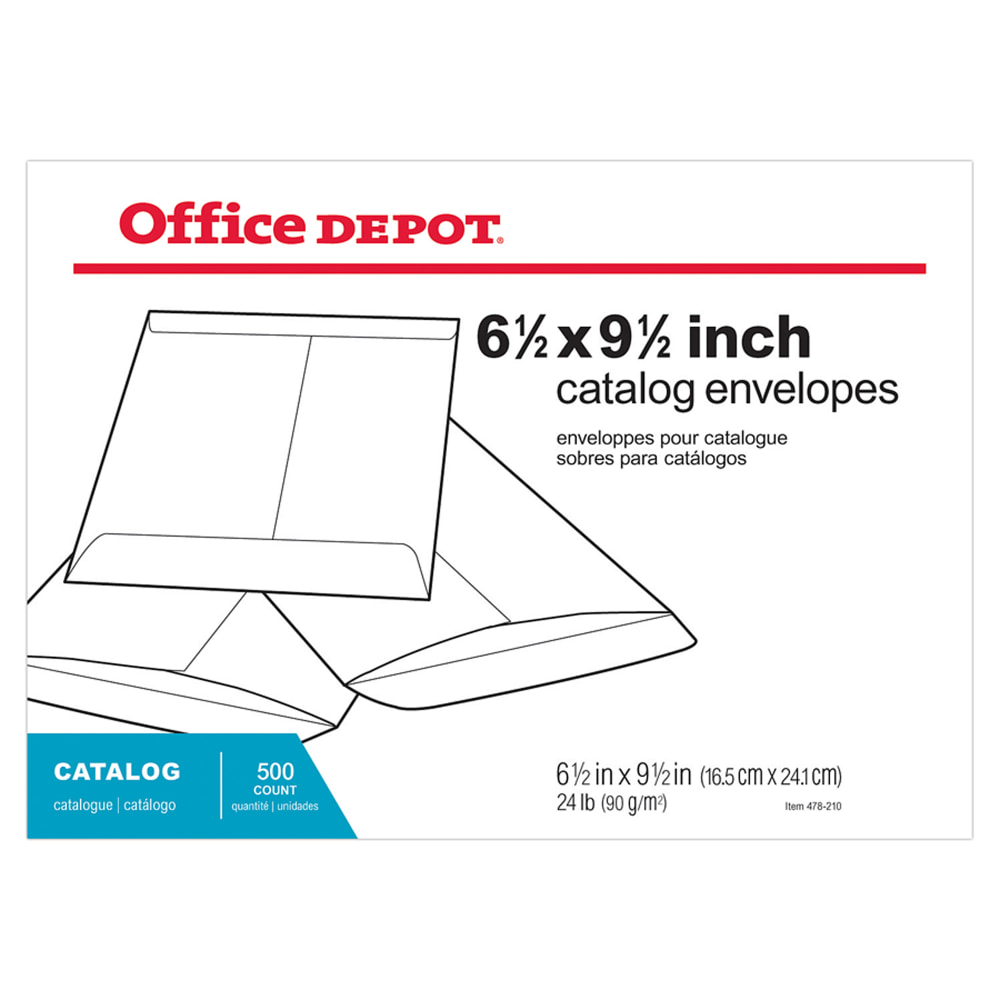 Office Depot Brand  6-1/2in x 9-1/2in Catalog Envelopes, Gummed Seal, White, Box Of 500 (Min Order Qty 3) MPN:ODP77625