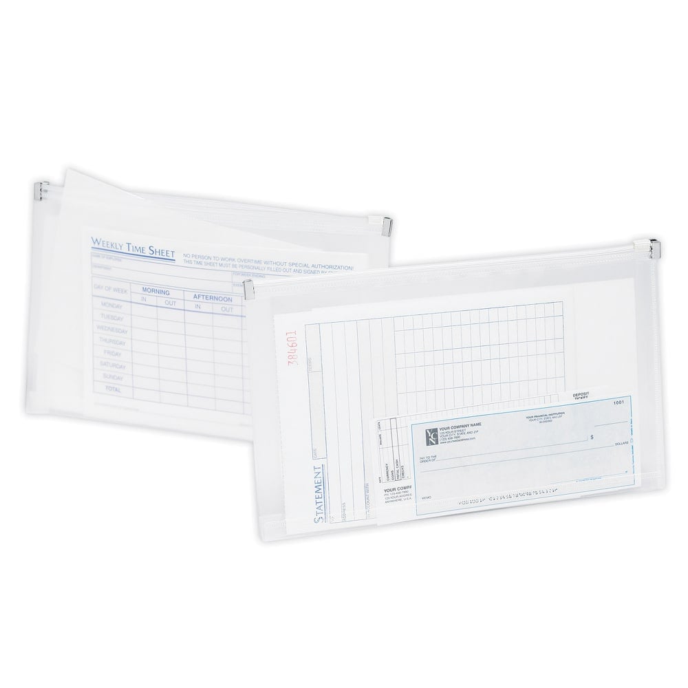 Office Depot Brand Transparent Zipper Envelopes, Check Size, 10.79in x 6.69in x 1.26in, Clear, Pack Of 3 (Min Order Qty 59) MPN:667812