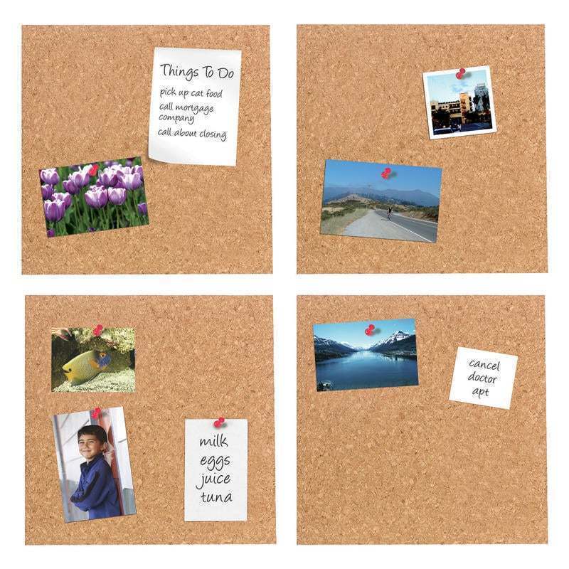 Office Depot Brand Cork Wall Tiles, 12in x 12in, Pack Of 4 Tiles (Min Order Qty 13) MPN:KK0405