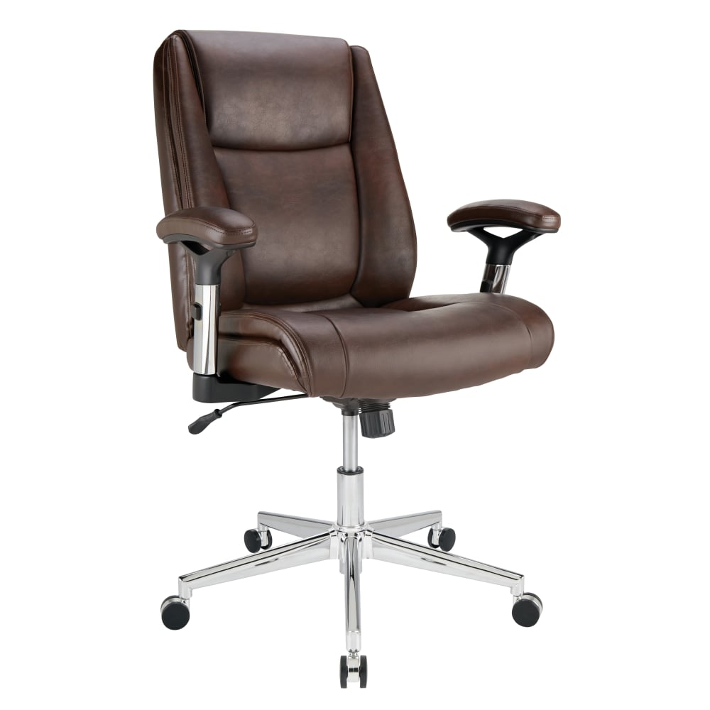 Realspace Densey Bonded Leather  Mid-Back Managers Chair, Brown/Black/Silver MPN:GF-81368M-1