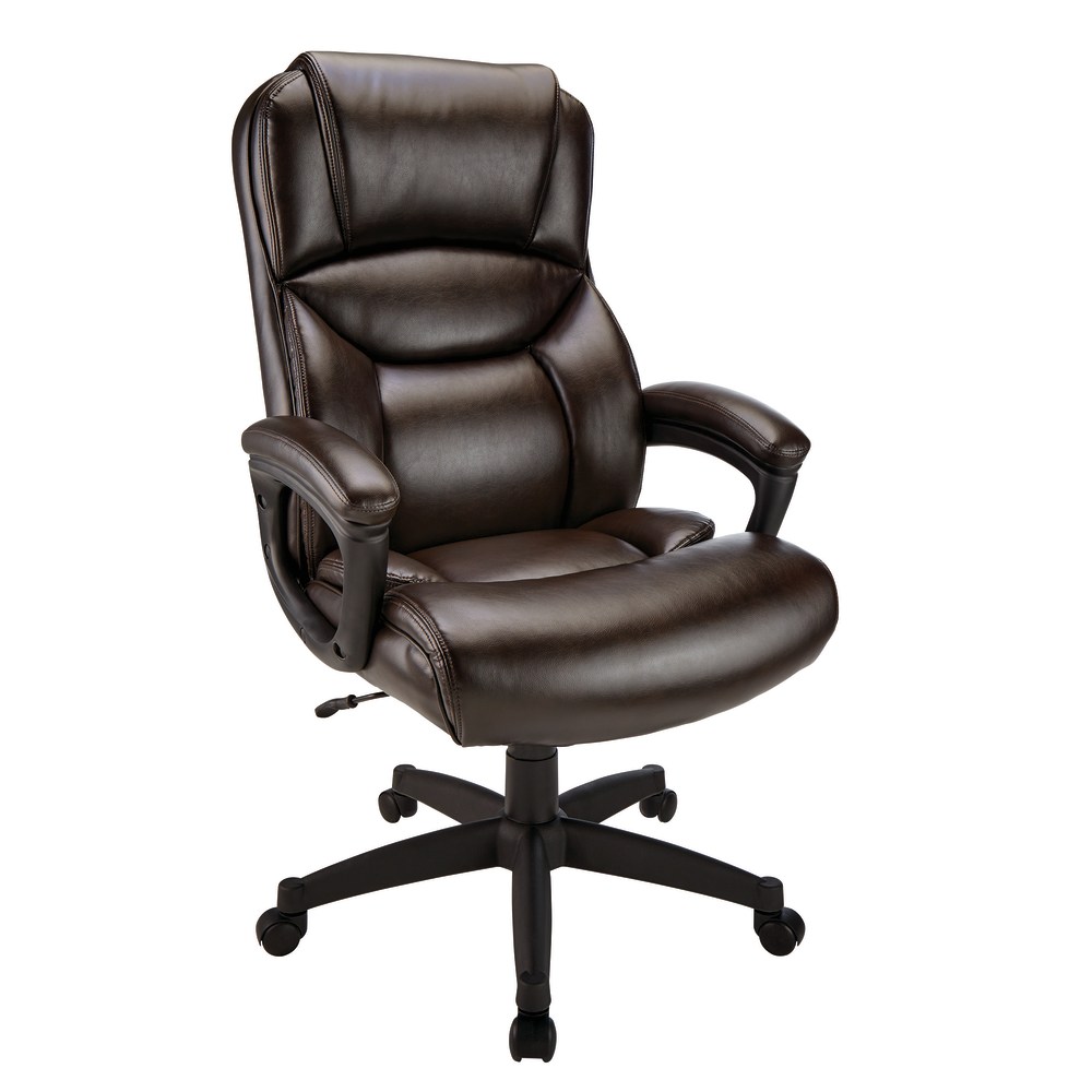 Realspace Fennington Bonded Leather High-Back Executive Office Chair, Brown, BIFMA Compliant MPN:GF-G80761H-1